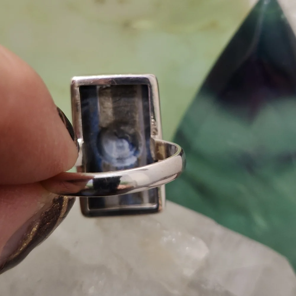 Natural Lapis Lazuli, Pearl & Citrine Ring .925 sz 9 - Picture 5 of 12